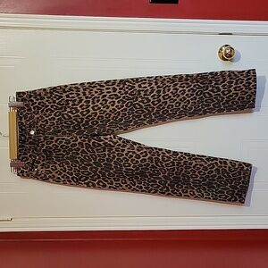 Zara Straight Leg Highrise Leopard Print Jeans US 2